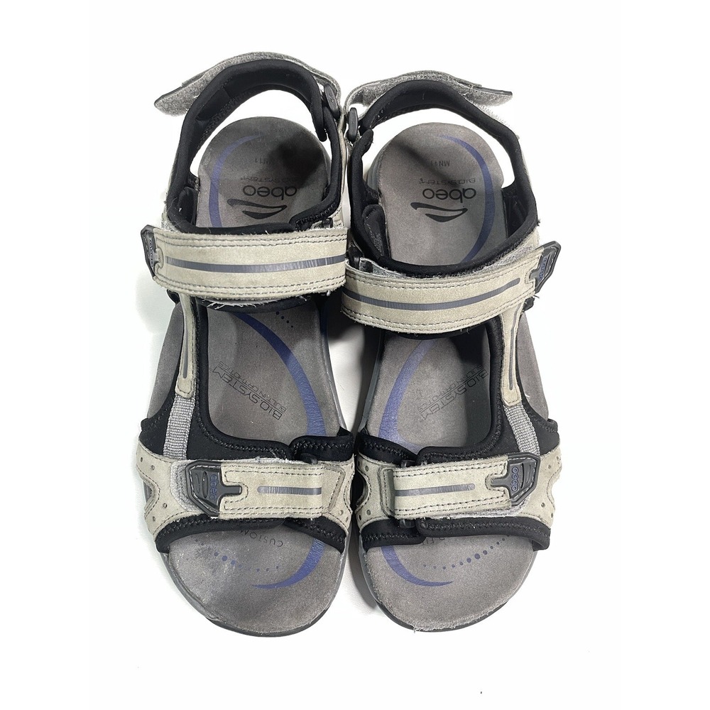 Abeo Men's Sport Sandals Size 11 Grey Adjustable Straps  Orthotic Arch Support